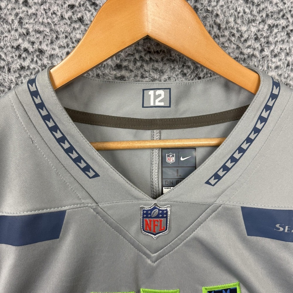 Seattle Seahawks Jersey Mens Large Gray NFL Football DK Metcalf #14 Nike L - Picture 6 of 16